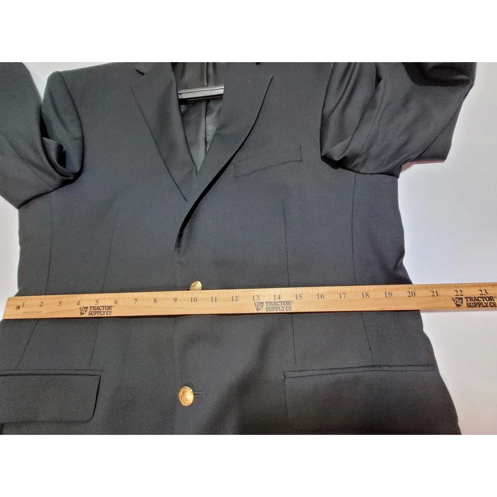 Jos. A. Bank Blazer Mens 42 Traditional Fit Black Gold Crest Buttons Preppy